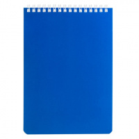 картинка Блокнот А5 146х205 мм, 60 л., гребень, перфорация на отрыв, лакированный, BRAUBERG, Синий, 111274 в разных цветах с печатью логотипа.