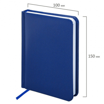 картинка Ежедневник недатированный МАЛЫЙ ФОРМАТ А6 (100x150 мм) BRAUBERG "Select", балакрон, 160 л., синий, 111686 в разных цветах с печатью логотипа.