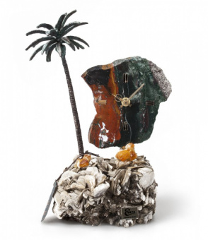 картинка Часы «Пальмовый рай» из яшмы с бронзой от магазина PapriQ
